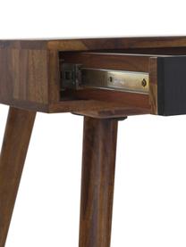 Bureau Repa uit massief hout, Sheesham hout, massief, gelakt,, Sheesham hout, zwart, B 117 x D 60 cm