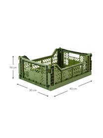 Cesto medio pieghevole e impilabile Midi, Materiale sintetico riciclato, Kaki, Larg. 40 x Alt. 14 cm