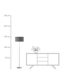 Klassische Stehlampe Pina in Dunkelgrau, Lampenschirm: Stoff (Chintz), Lampenfuß: Metall, Grau, Silberfarben, Ø 40 x H 150 cm