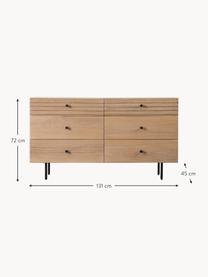 Houten ladekast Okéama, Eikenhoutkleurig, zwart, B 131 x H 72 cm