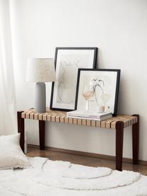 Kunstleren bankje Akina in beige, Zitvlak: kunstleer (100% polyureth, Frame: massief gelakt acaciahout, Beige, 110 x 46 cm