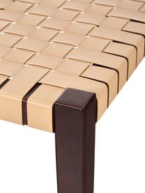 Kunstleder-Sitzbank Akina in Beige, Sitzfläche: Kunstleder (100% Polyuret, Gestell: Massives Akazienholz, lac, Beige, 110 x 46 cm