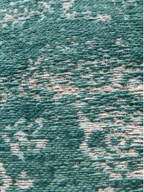 Vintage chenille vloerkleed Medaillon, Bovenzijde: 100% chenille (katoen), Weeftechniek: jacquard, Onderzijde: chenille, gecoat met late, Groen, grijs, B 140 x L 200 cm (maat S)