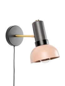 Verstelbare wandlamp Charlie met stekker, Lampenkap: gecoat metaal, Decoratie: gecoat metaal, Grijs, roze, D 30 x H 21 cm