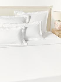 Sábana encimera de satén Carlotta, Blanco crema, marrón, Cama 150/160 cm (240 x 280 cm)