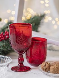 Sklenice na víno s vánočním strukturálním vzorem Aspen, 6 ks, Sklo, Červená, Ø 8 x V 17 cm, 240 ml