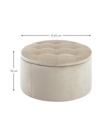 Tabouret en velours avec rangement Retina, Beige, Ø 60 x haut. 35 cm