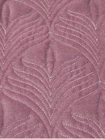 Gewatteerde fluwelen kussenhoes Celine met fijn patroon, Oudroze, 40 x 40 cm
