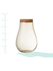 Grosses bauchiges Aufbewahrungsglas Casie aus recyceltem Glas, Deckel: Kork, Braun, Ø 18 x H 26 cm,3.6 L