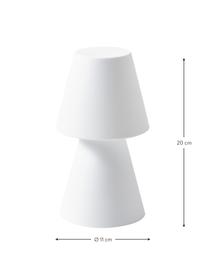 Lámpara de mesa regulable para exterior Lola, portátil, con cambio de color y mando a distancia, Lámpara: polietileno, Cable: plástico, Blanco, Ø 11 x Al 20 cm