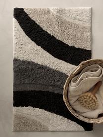 Koberec do kúpeľne z organickej bavlny Belinda, 100 % organická bavlna, BCI certifikát, Čierna, béžová, lomená biela, sivá, Š 50 x D 80 cm