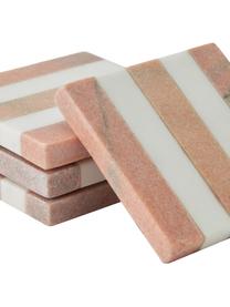 Sottobicchiere in marmo a righe Jesiah 4 pz, Marmo, Bianco marmorizzato, rosa marmorizzato, Larg. 10 x Prof. 10 cm