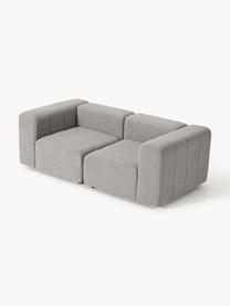 Divano componibile 3 posti in bouclé Lena, Rivestimento: bouclé (93% poliestere, 6, Struttura: legno di faggio, truciola, Piedini: plastica, Bouclé grigio, Larg. 211 x Prof. 106 cm