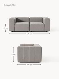 Modulares Bouclé-Sofa Lena (3-Sitzer), Bezug: Bouclé (93 % Polyester, 6, Gestell: Buchenholz, Spanplatte, H, Füße: Kunststoff, Bouclé Grau, B 211 x T 106 cm