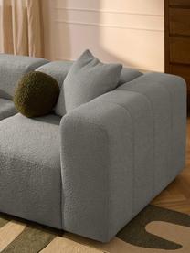 Modulares Bouclé-Sofa Lena (3-Sitzer), Bezug: Bouclé (93 % Polyester, 6, Gestell: Buchenholz, Spanplatte, H, Füße: Kunststoff, Bouclé Grau, B 211 x T 106 cm