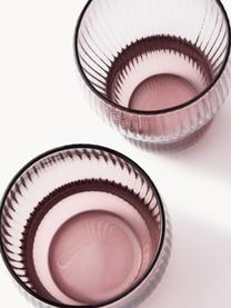 Mondgeblazen longdrinkglas Pum met groefstructuur, 2 stuks, Glas, mondgeblazen, Roze, Ø 11 x H 16 cm