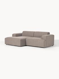 Ecksofa Melva (3-Sitzer), Bezug: 100% Polyester Der hochwe, Gestell: Massives Kiefernholz, FSC, Füße: Kunststoff, Webstoff Taupe, B 238 x T 143 cm, Eckteil links