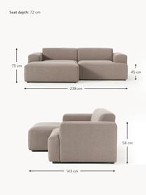 Ecksofa Melva (3-Sitzer), Bezug: 100 % Polyester Der hochw, Gestell: Massives Kiefernholz, Spa, Füße: Kunststoff Dieses Produkt, Webstoff Taupe, B 238 x T 143 cm, Eckteil links