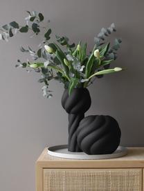 Handbemalte Keramik-Vase Twist Pillar, H 34 cm, Keramik, Schwarz, Ø 16 x H 34 cm