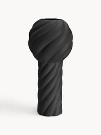 Vase en céramique peint à la main Twist Pillar, haut. 34 cm, Céramique, Noir, Ø 16 x haut. 34 cm