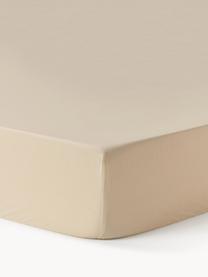 Drap-housse en percale de coton pour surmatelas Elsie, Beige, larg. 90 x long. 200 cm, haut. 15 cm