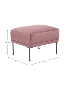 Pouf en velours Fluente, Velours vieux rose, larg. 62 x prof. 50 cm