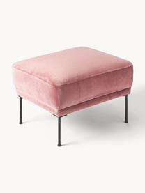 Reposapiés puf de terciopelo Fluente, Tapizado: terciopelo (poliéster de , Estructura: madera de pino maciza, Patas: metal con pintura en polv, Terciopelo rosa palo, An 62 x F 50 cm