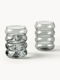 Verres à eau soufflés bouche Bubbly, 4 pièces, Verre borosilicate, Gris, transparent, Ø 8 x haut. 10 cm, 320 ml