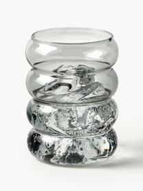 Vasos soplados artesanalmente Bubbly, 4 uds., Vidrio de borosilicato, Gris transparente, Ø 8 x Al 10 cm