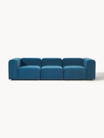 Sofá modular de terciopelo Lena (4 plazas), Tapizado: terciopelo (100% poliéste, Estructura: madera de pino, contracha, Patas: plástico., Terciopelo azul petróleo, An 284 x F 106 cm