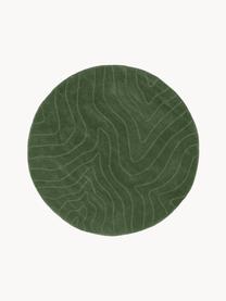 Okrągły ręcznie tuftowany dywan z wełny Aaron, Ciemny zielony, Ø 120 cm (Rozmiar S)