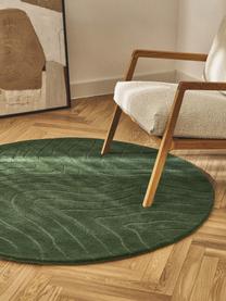 Tapis rond en laine tuftée main Aaron, Vert foncé, Ø 120 cm (taille S)