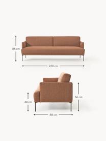 Slaapbank Fluente (3-zits), Bekleding: 80% polyester, 20% ramie , Frame: massief grenenhout, FSC-g, Poten: gepoedercoat metaal, Geweven stof lichtbruin, B 220 x D 88 cm