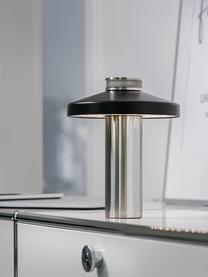 Kleine mobile LED-Außenleuchte Turn, dimmbar, Schwarz, Silberfarben, Ø 18 x H 22 cm