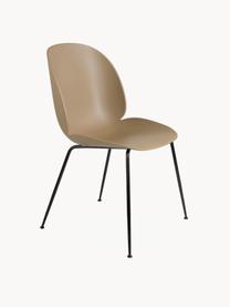 Tuin kunststoffen stoel Beetle, Zitvlak: kunststof, weerbestendig, Poten: gecoat staal, Beige, zwart mat, B 56 x D 58 cm