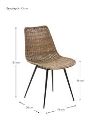 Sedia in rattan Equal, Seduta: rattan, Gambe: acciaio, Marrone, nero, Larg. 48 x Prof. 58 cm