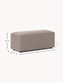 Pouf Melva, larg. 99 x prof. 42 cm, Tissu taupe, larg. 99 x prof. 42 cm