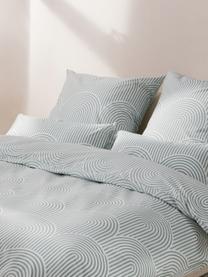 Vzorovaná bavlnená posteľná bielizeň Arcs, Zelená, biela, 200 x 200 cm + 2 vankúše 80 x 80 cm