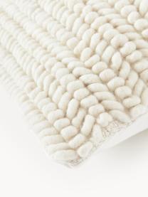 Funda de cojín de punto de grueso Idra, Parte superior: 62% lana, 29% algodón, 6%, Parte trasera: 100% algodón, Blanco crema, An 45 x L 45 cm