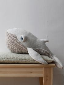 Cuscino-peluche fatto a mano Whale, Bianco, Larg. 56 x Alt. 25 cm