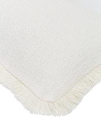 Housse de coussin blanc crème à finition frangée Lorel, Blanc