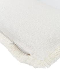 Housse de coussin blanc crème à finition frangée Lorel, Blanc