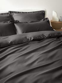 Funda nórdica de satén Premium, Gris oscuro, Cama 90 cm (155 x 220 cm)