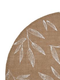 Placemats Pep met blad motief, 2 stuks, Jute, Beige, wit, 40 x 40 cm