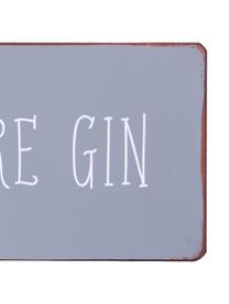 Wandbord Drink more gin, Metaal, met motieffolie bekleed, Grijs, wit, roestkleurig, 31 x 13 cm