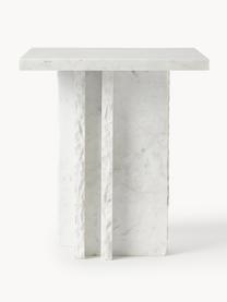 Tavolino da salotto in marmo Selene, Marmo, Bianco marmorizzato, Larg. 40 x Prof. 40 cm