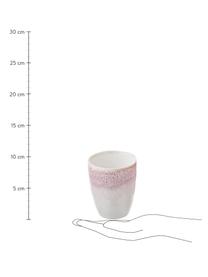 Tazza senza manico fatta a mano con smalto efficace Amalia 2 pz, Porcellana, Rosa chiaro, bianco crema, Ø 10 x Alt. 11 cm, 430 ml