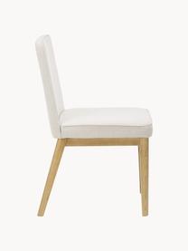 Chaise rembourrée Koga, Tissu blanc crème, bois de frêne, larg. 47 x haut. 86 cm