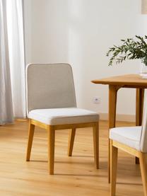 Gestoffeerde stoel Koga in crèmewit, Bekleding: 100% polyester Met 30.000, Poten: essenhout, Frame: metaal, Geweven stof crèmewit, B 47 x H 86 cm