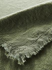 Tovaglia con frange verde oliva Henley, 100% cotone, Verde oliva, Per 4-6 persone (Larg.145 x Lung. 200 cm)